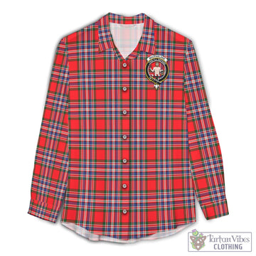 Tartan Vibes Clothing MacFarlane Modern Tartan Womens Casual Shirt with Family Crest