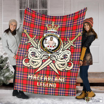 MacFarlane Modern Tartan Blanket with Clan Crest and the Golden Sword of Courageous Legacy