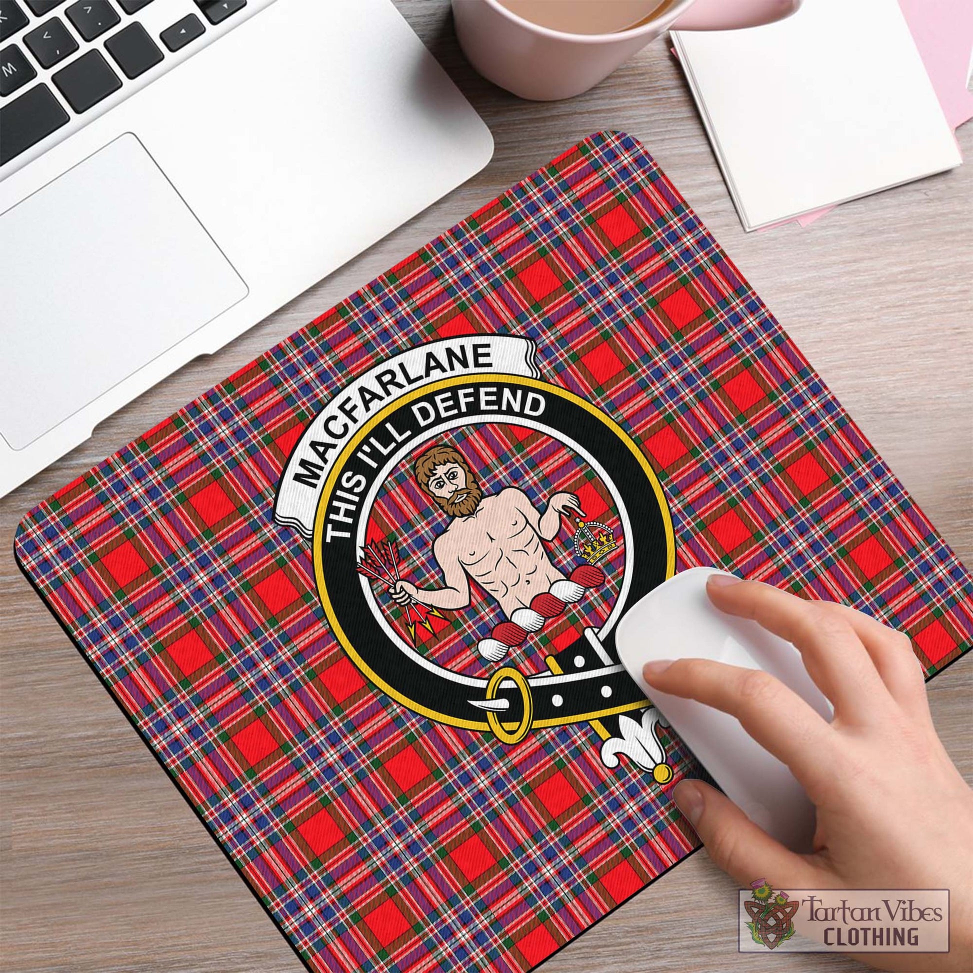 Tartan Vibes Clothing MacFarlane Modern Tartan Mouse Pad with Family Crest