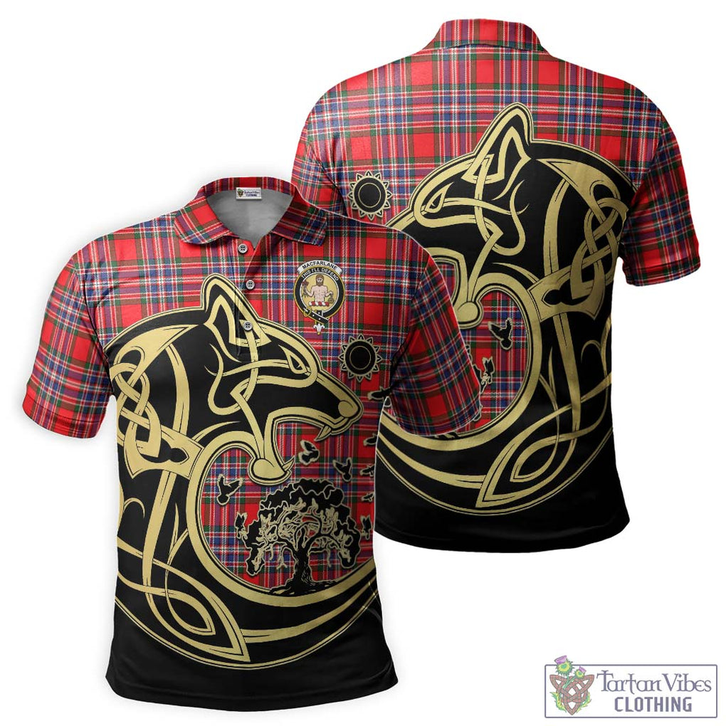 MacFarlane (McFarlane) Tartan Polo Shirt with Family Crest Celtic Wolf Style Kid - Tartanvibesclothing Shop