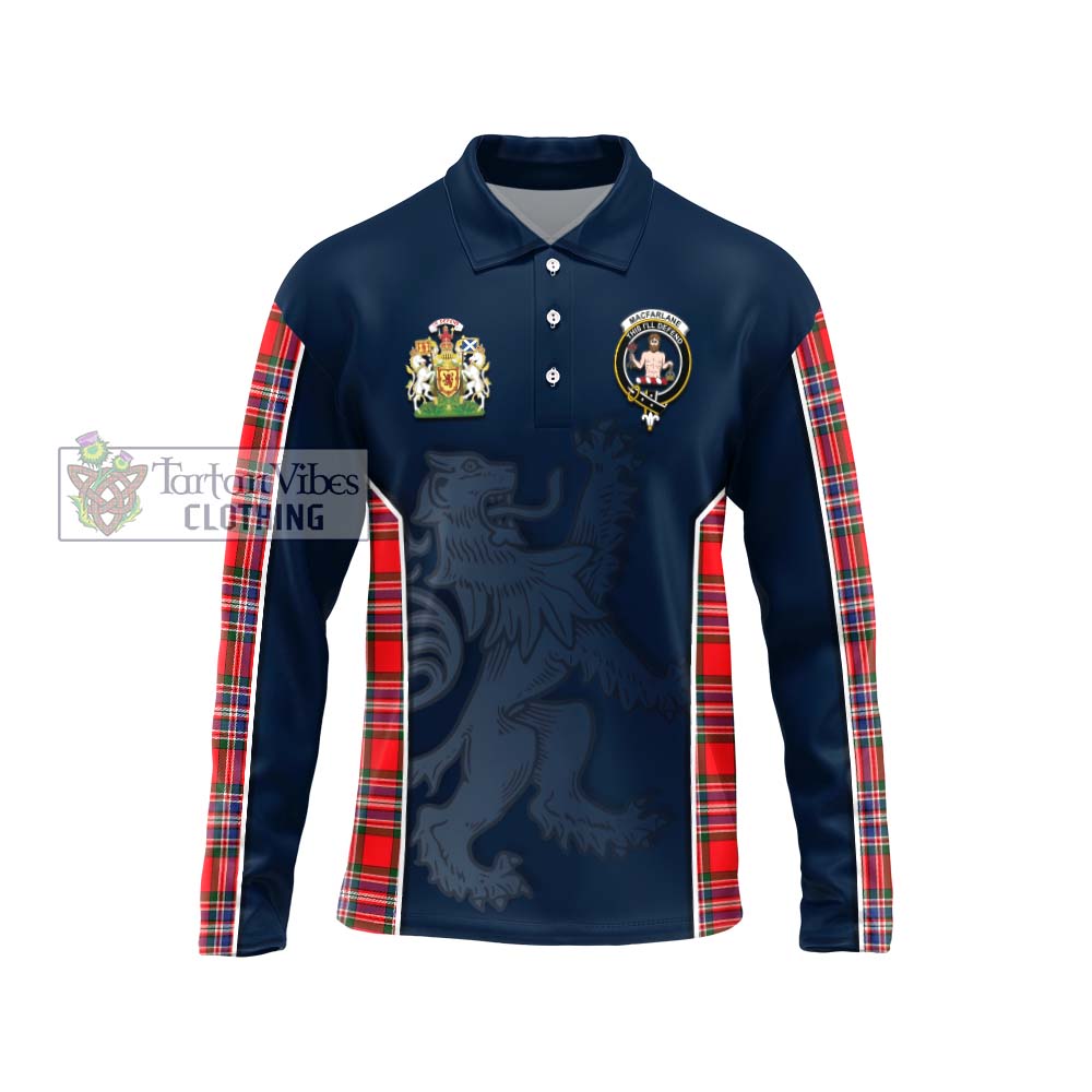 MacFarlane (McFarlane) Tartan Long Sleeve Polo Shirt with Family Crest and Lion Rampant Vibes Sport Style Unisex - Tartan Vibes Clothing