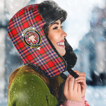 MacFarlane (McFarlane) Tartan Winter Trapper Hat with Family Crest