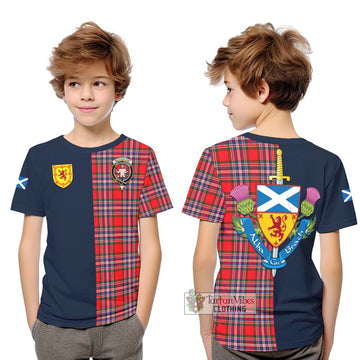 Tartan Vibes Clothing MacFarlane Modern Tartan Kid T-Shirt with Scottish Lion Royal Arm Half Style