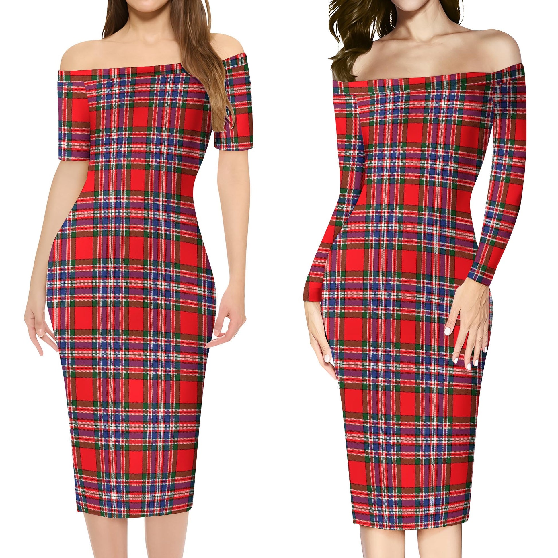 MacFarlane Modern Tartan Off Shoulder Lady Dress Women's Dress - Tartanvibesclothing