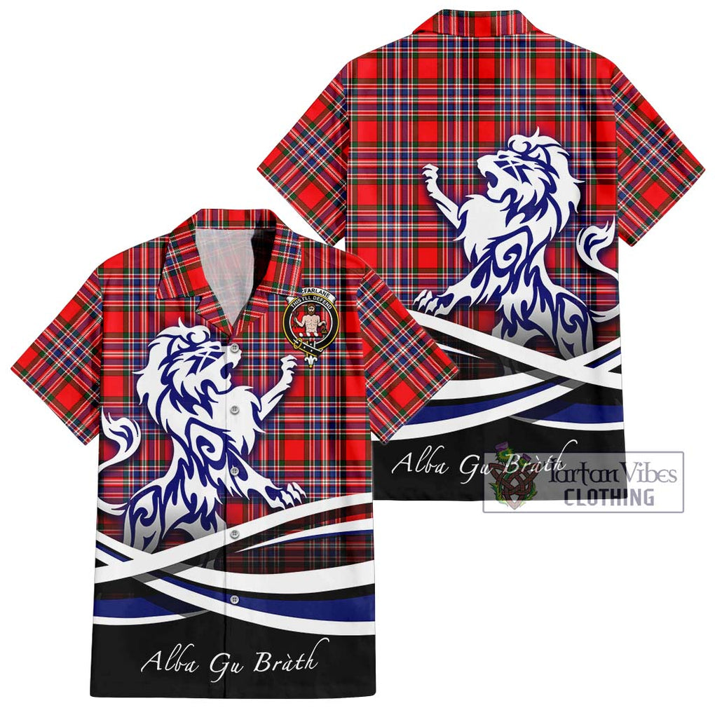 MacFarlane (McFarlane) Tartan Short Sleeve Button Shirt with Alba Gu Brath Regal Lion Emblem Kid - Tartanvibesclothing Shop