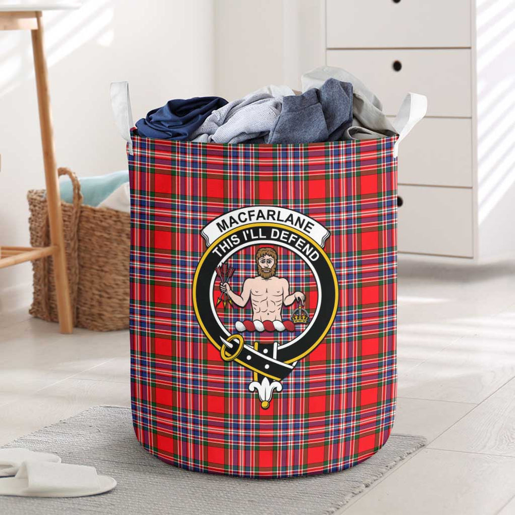 MacFarlane (McFarlane) Tartan Laundry Basket with Family Crest One Size - Tartanvibesclothing Shop