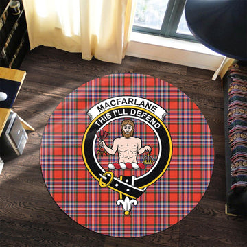 MacFarlane (McFarlane) Tartan Round Rug with Family Crest