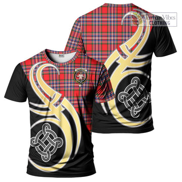 Tartan Vibes Clothing MacFarlane Modern Tartan T-Shirt with Family Crest and Celtic Symbol Style