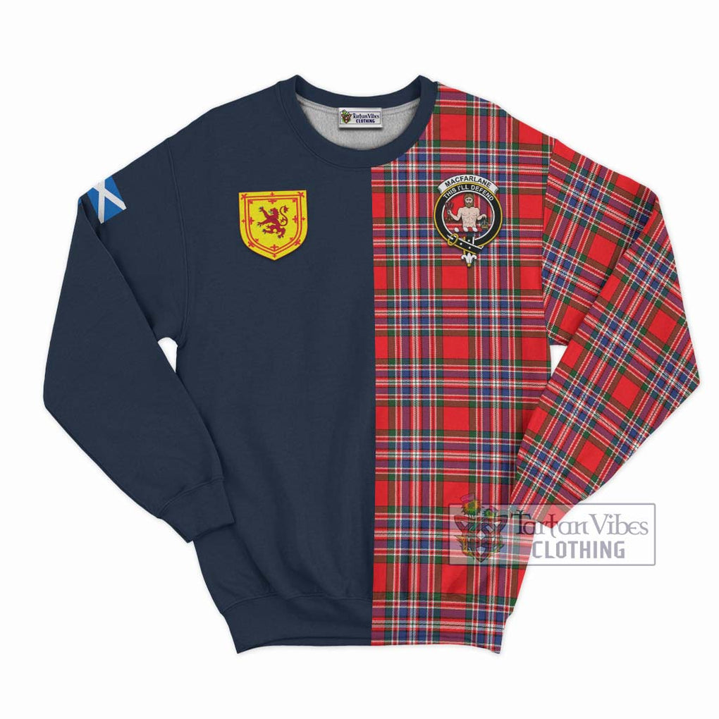 Tartan Vibes Clothing MacFarlane Modern Tartan Sweatshirt with Scottish Lion Royal Arm Half Style
