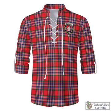 MacFarlane (McFarlane) Tartan Men's Scottish Traditional Jacobite Ghillie Kilt Shirt with Family Crest