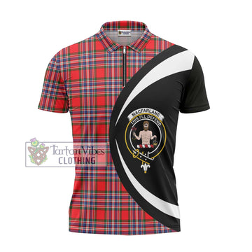 Tartan Vibes Clothing MacFarlane Modern Tartan Zipper Polo Shirt with Family Crest Circle Style
