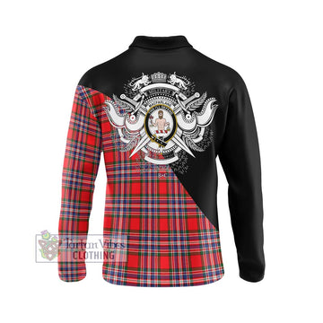 MacFarlane (McFarlane) Tartan Long Sleeve Polo Shirt with Family Crest and Military Logo Style - Tartanvibesclothing Shop