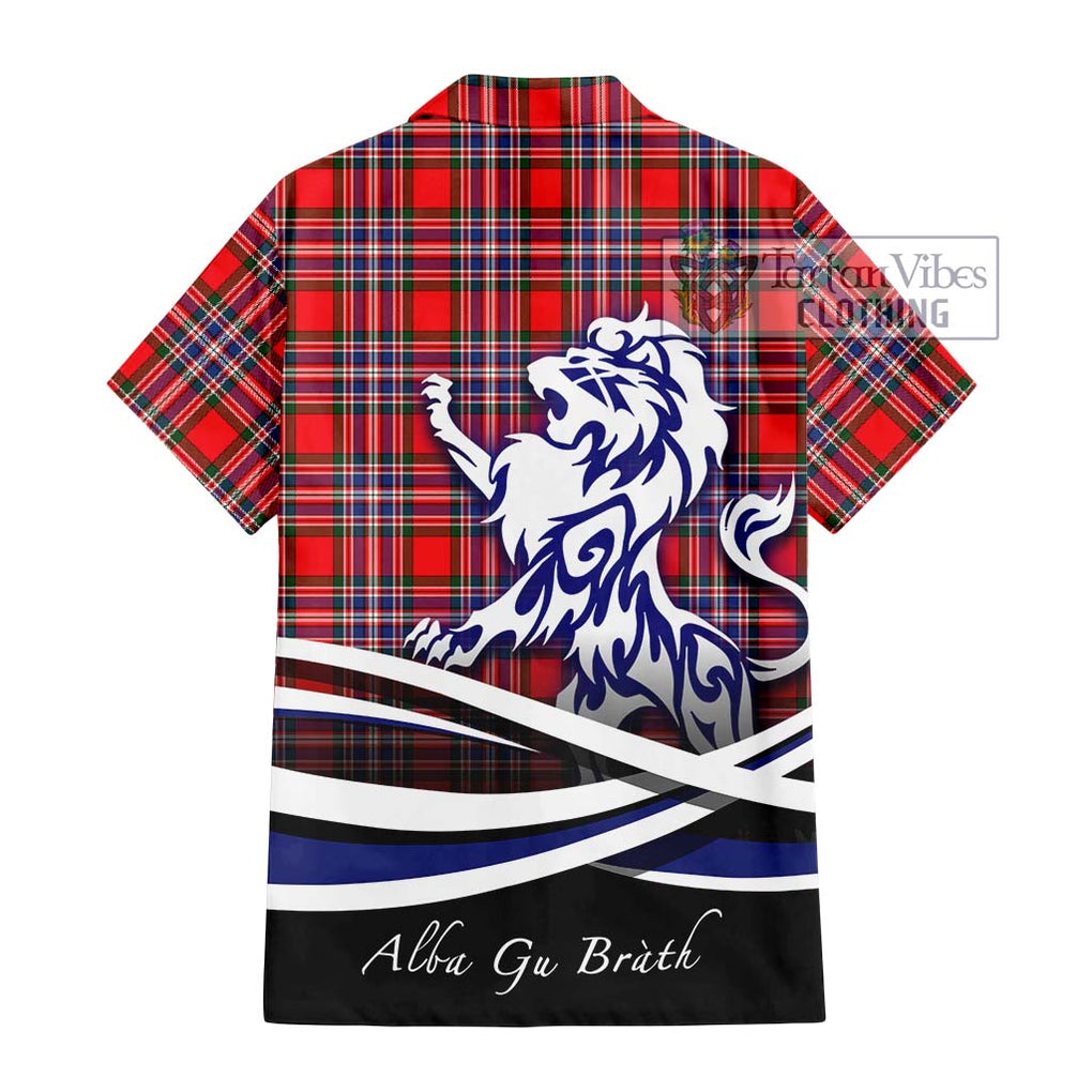 MacFarlane (McFarlane) Tartan Short Sleeve Button Shirt with Alba Gu Brath Regal Lion Emblem - Tartanvibesclothing Shop