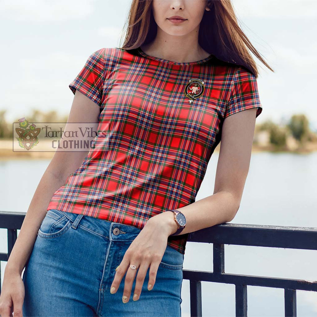 MacFarlane (McFarlane) Tartan Cotton T-Shirt with Family Crest Women's Shirt - Tartanvibesclothing Shop