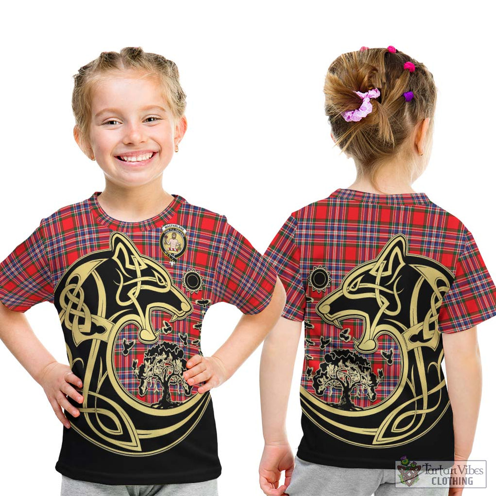MacFarlane (McFarlane) Tartan Kid T-Shirt with Family Crest Celtic Wolf Style - Tartan Vibes Clothing