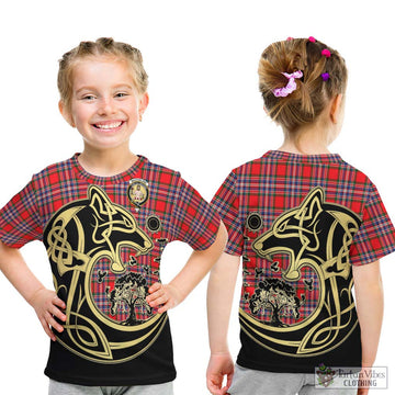 MacFarlane (McFarlane) Tartan Kid T-Shirt with Family Crest Celtic Wolf Style