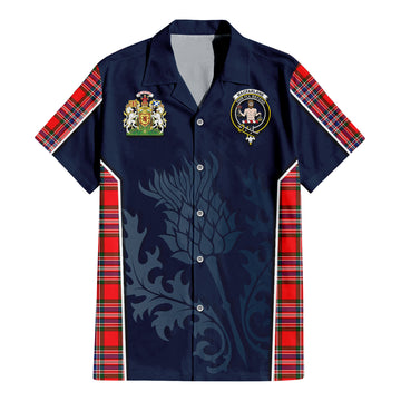 MacFarlane (McFarlane) Tartan Hawaiian Shirt with Family Crest and Scottish Thistle Vibes Sport Style