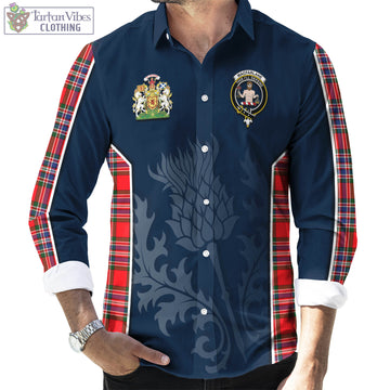 MacFarlane Modern Tartan Long Sleeve Button Up Shirt with Family Crest and Scottish Thistle Vibes Sport Style