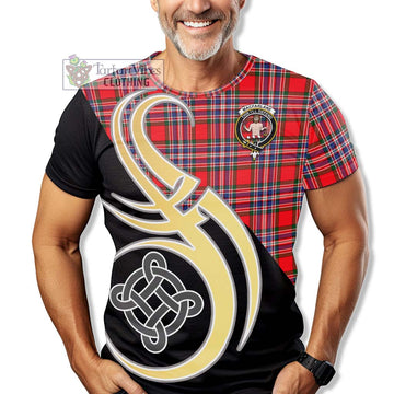 Tartan Vibes Clothing MacFarlane Modern Tartan T-Shirt with Family Crest and Celtic Symbol Style