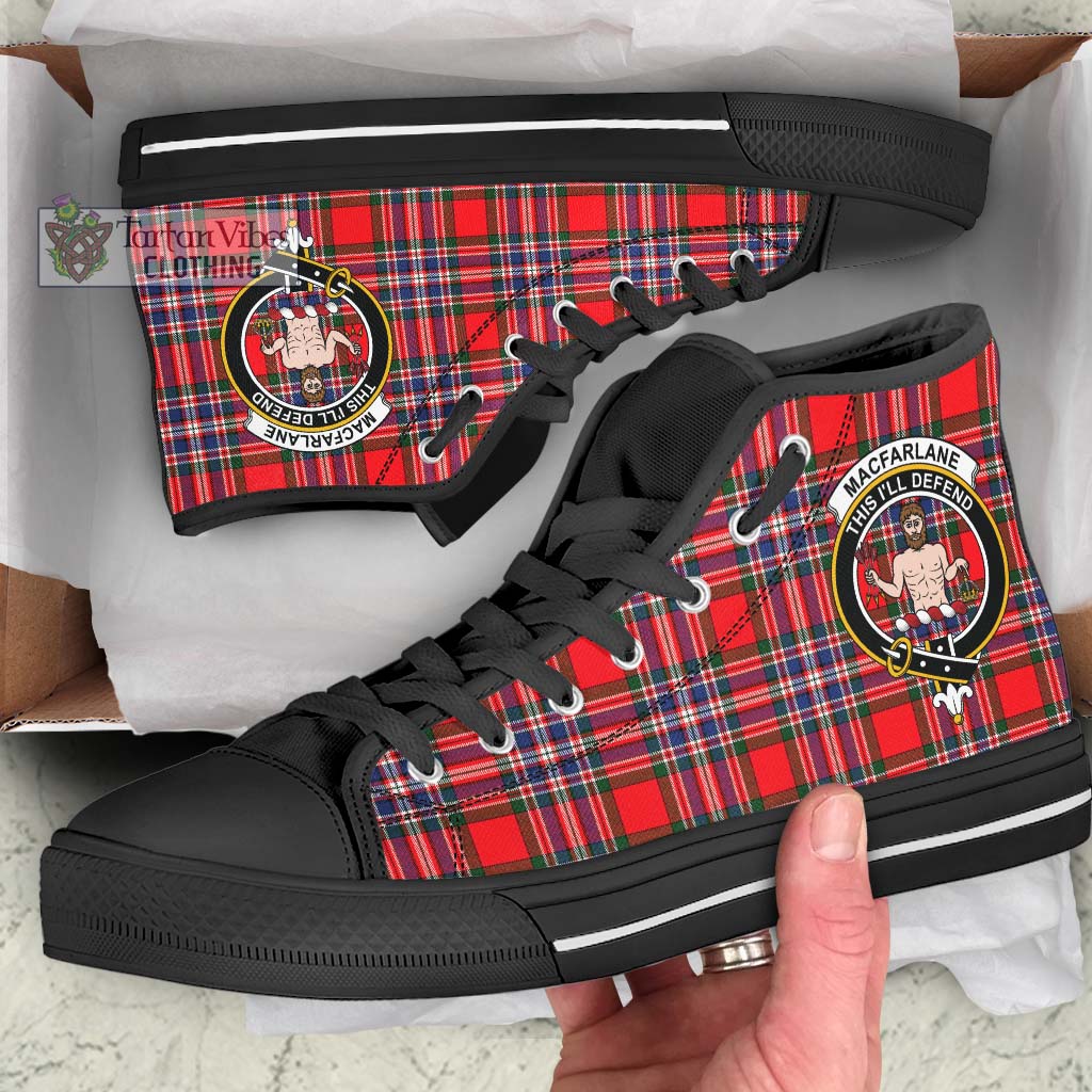 Tartan Vibes Clothing MacFarlane Modern Tartan High Top Shoes with Family Crest