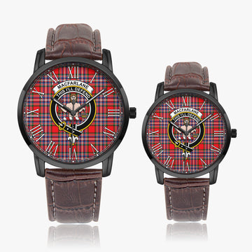 MacFarlane Modern Tartan Family Crest Leather Strap Quartz Watch