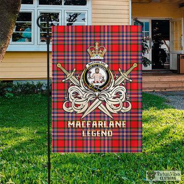 MacFarlane Modern Tartan Flag with Clan Crest and the Golden Sword of Courageous Legacy