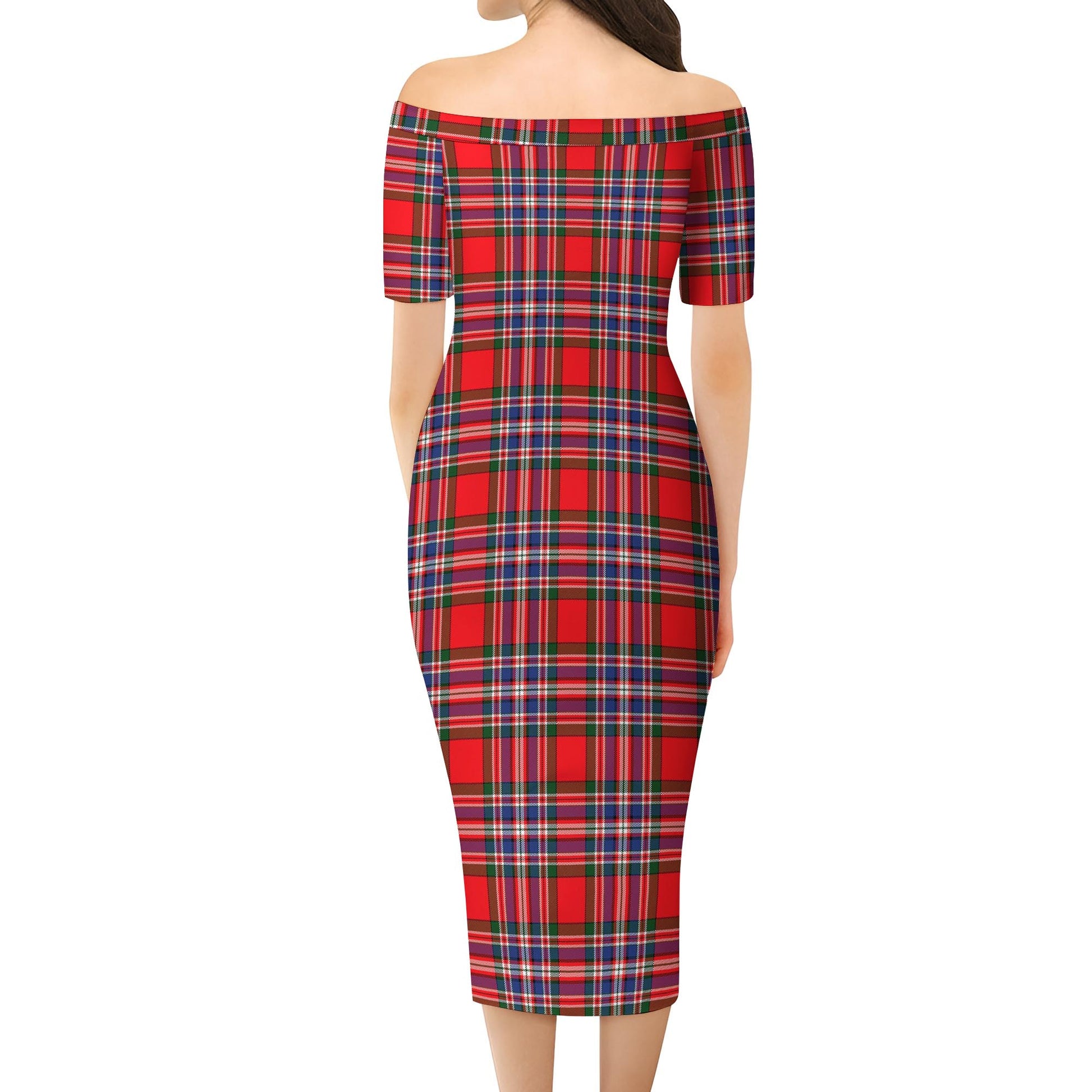 MacFarlane Modern Tartan Off Shoulder Lady Dress - Tartanvibesclothing