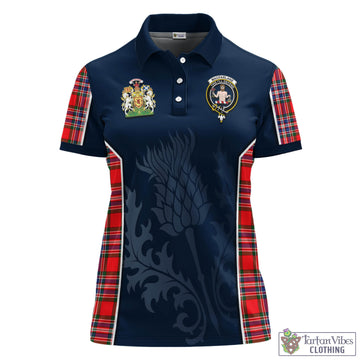 MacFarlane Modern Tartan Women's Polo Shirt with Family Crest and Scottish Thistle Vibes Sport Style