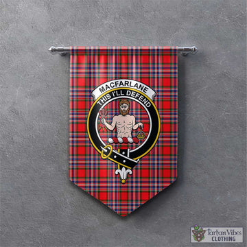 MacFarlane (McFarlane) Tartan Gonfalon, Tartan Banner with Family Crest