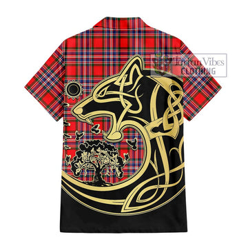MacFarlane (McFarlane) Tartan Hawaiian Shirt with Family Crest Celtic Wolf Style