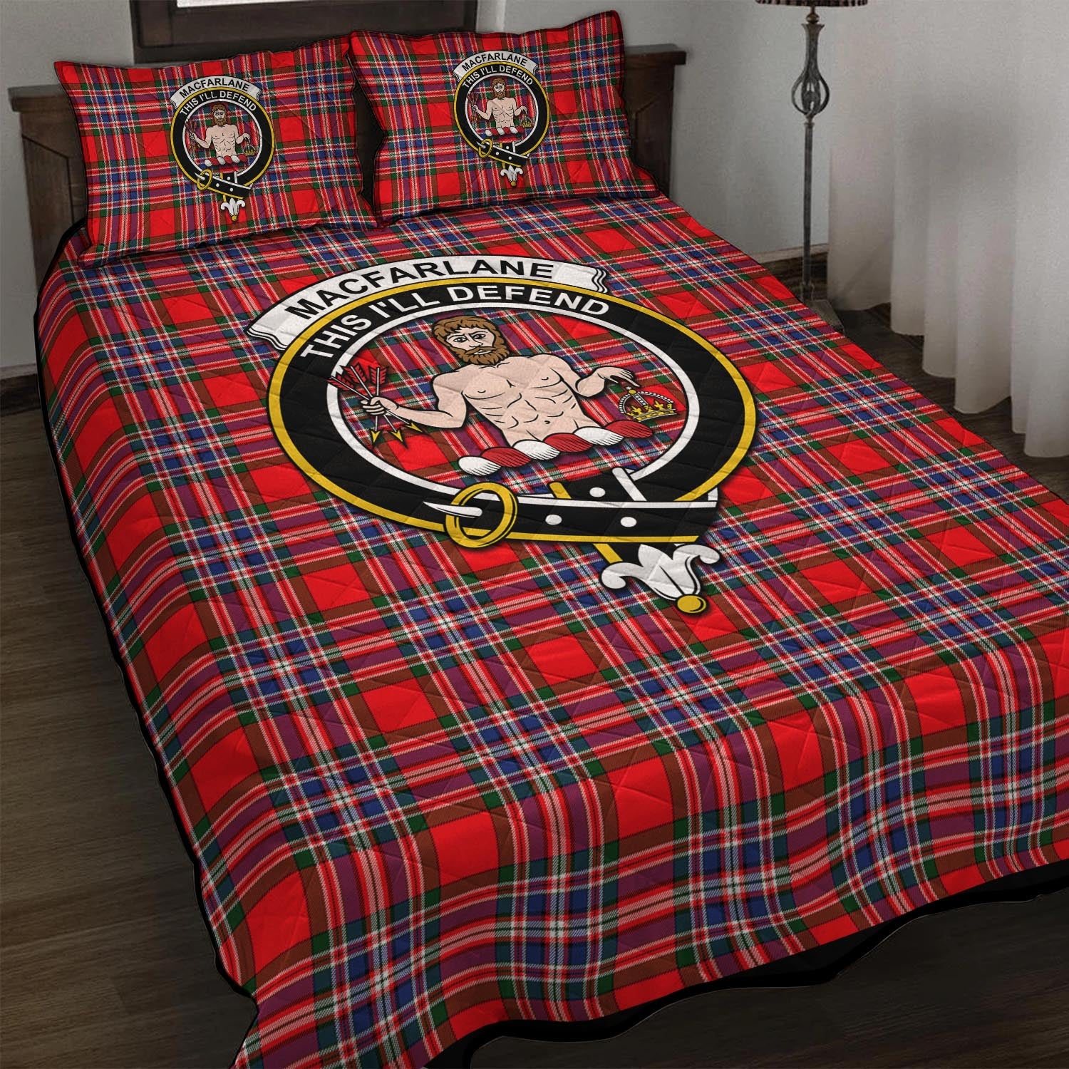 MacFarlane (McFarlane) Tartan Quilt Bed Set with Family Crest - Tartan Vibes Clothing