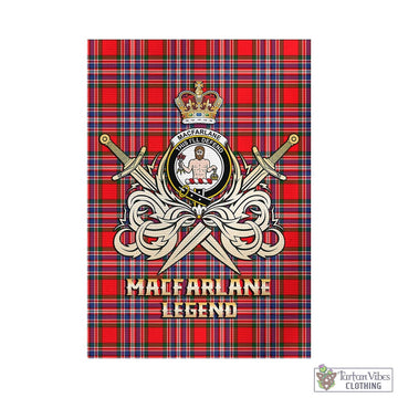 MacFarlane (McFarlane) Tartan Garden Flag with Clan Crest and the Golden Sword of Courageous Legacy