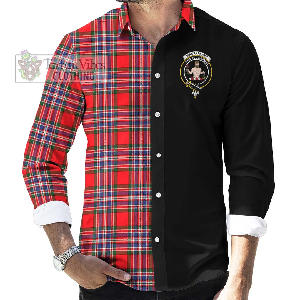 MacFarlane (McFarlane) Tartan Long Sleeve Button Shirt with Family Crest and Half Of Me Style - Tartanvibesclothing Shop