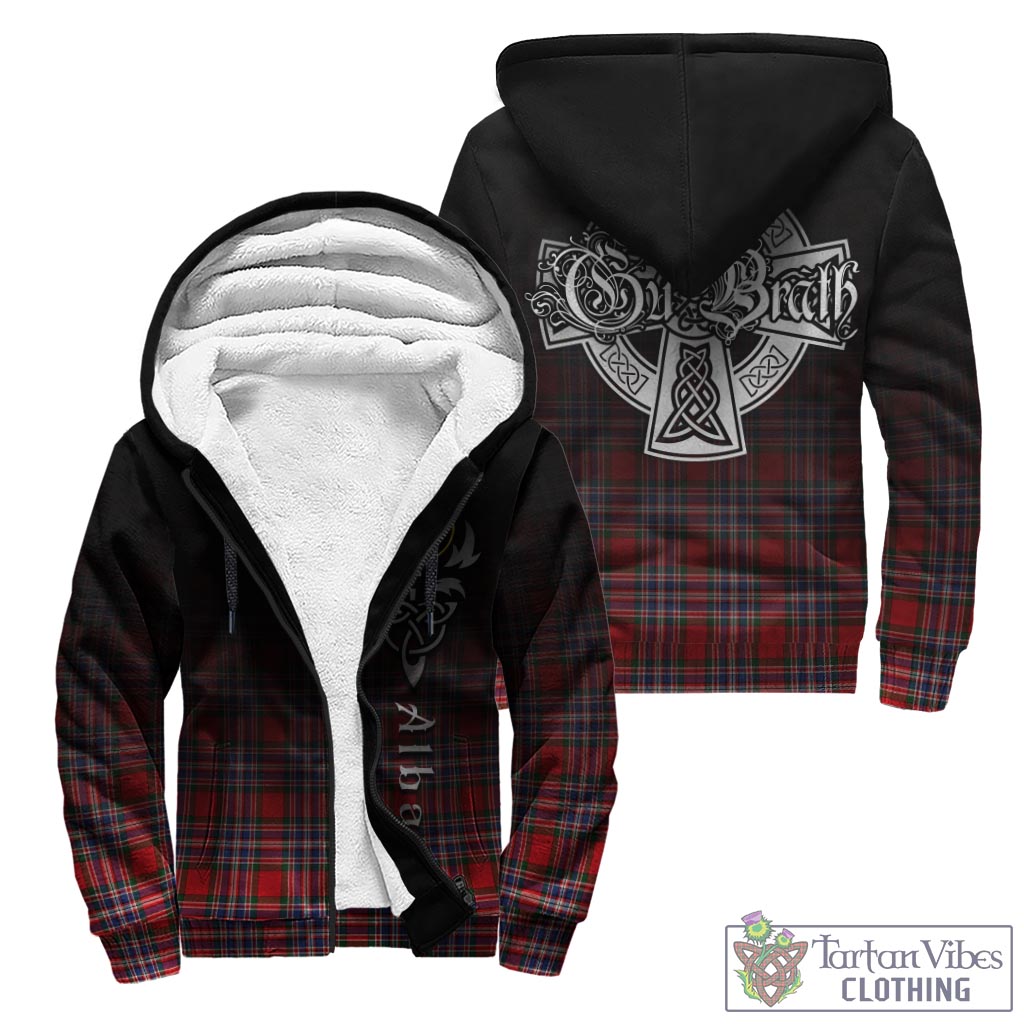 Tartan Vibes Clothing MacFarlane Modern Tartan Sherpa Hoodie Featuring Alba Gu Brath Family Crest Celtic Inspired