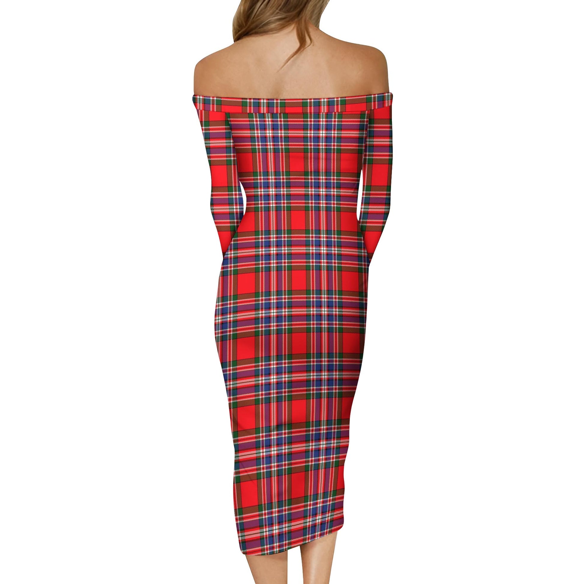 MacFarlane Modern Tartan Off Shoulder Lady Dress - Tartanvibesclothing