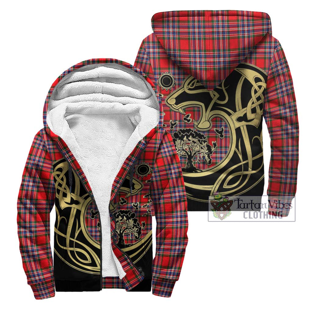 MacFarlane (McFarlane) Tartan Sherpa Hoodie with Family Crest Celtic Wolf Style Unisex - Tartan Vibes Clothing