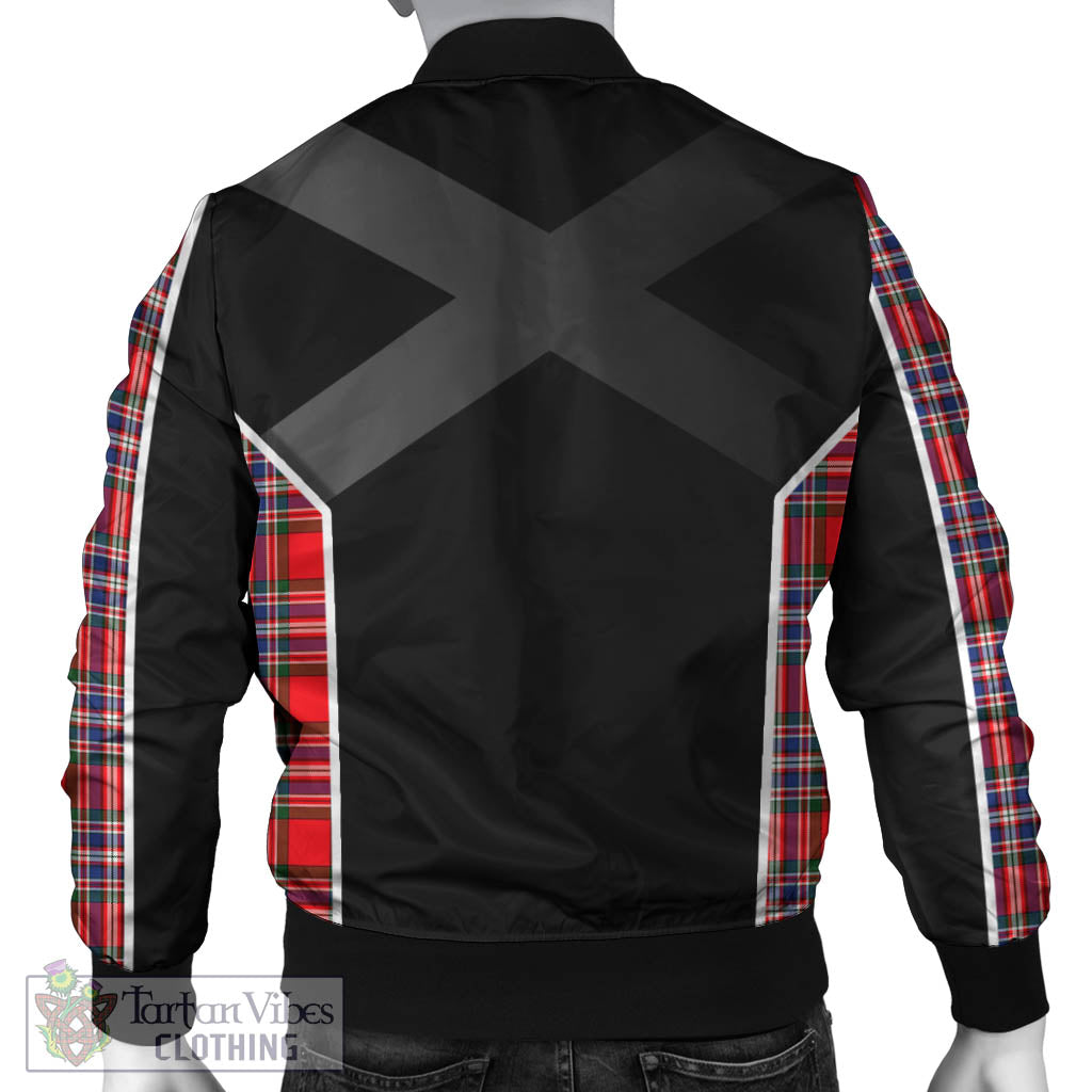 Tartan Vibes Clothing MacFarlane Modern Tartan Bomber Jacket with Family Crest and Scottish Thistle Vibes Sport Style