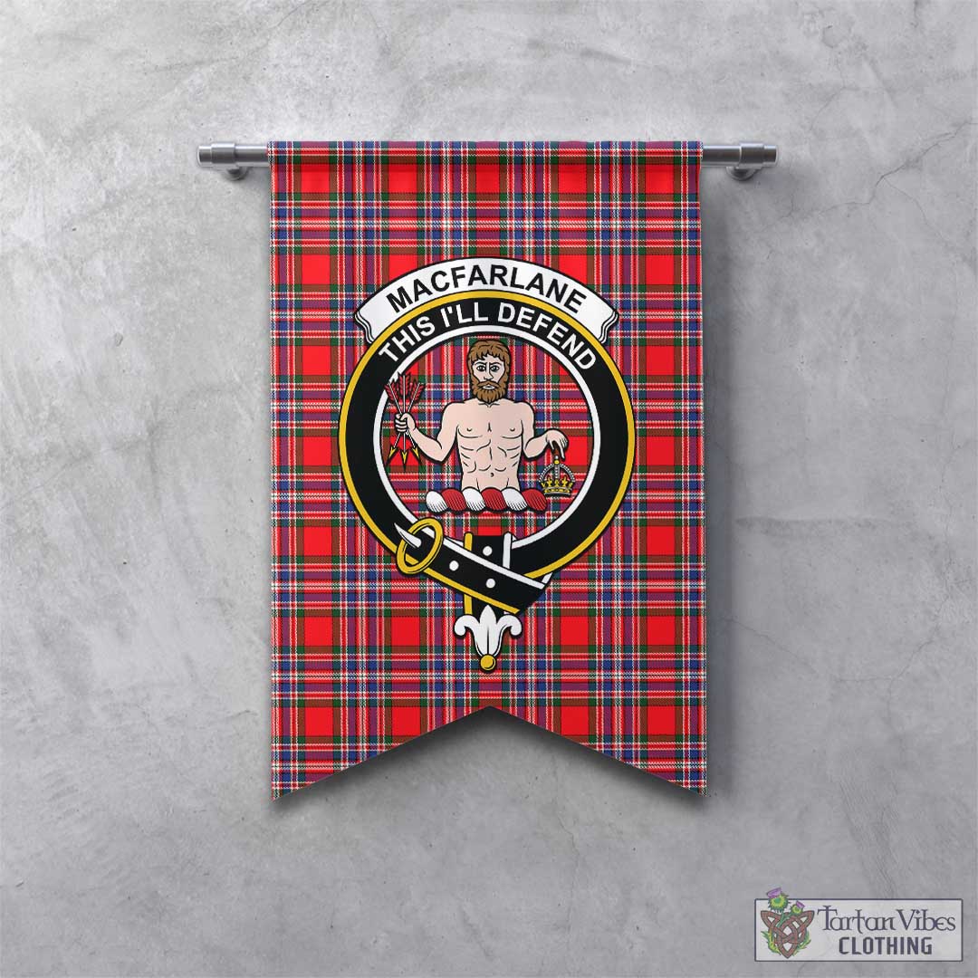 Tartan Vibes Clothing MacFarlane Modern Tartan Gonfalon, Tartan Banner with Family Crest