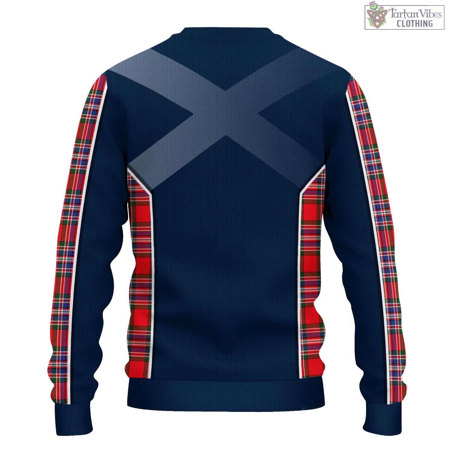 Tartan Vibes Clothing MacFarlane Modern Tartan Knitted Sweatshirt with Family Crest and Scottish Thistle Vibes Sport Style