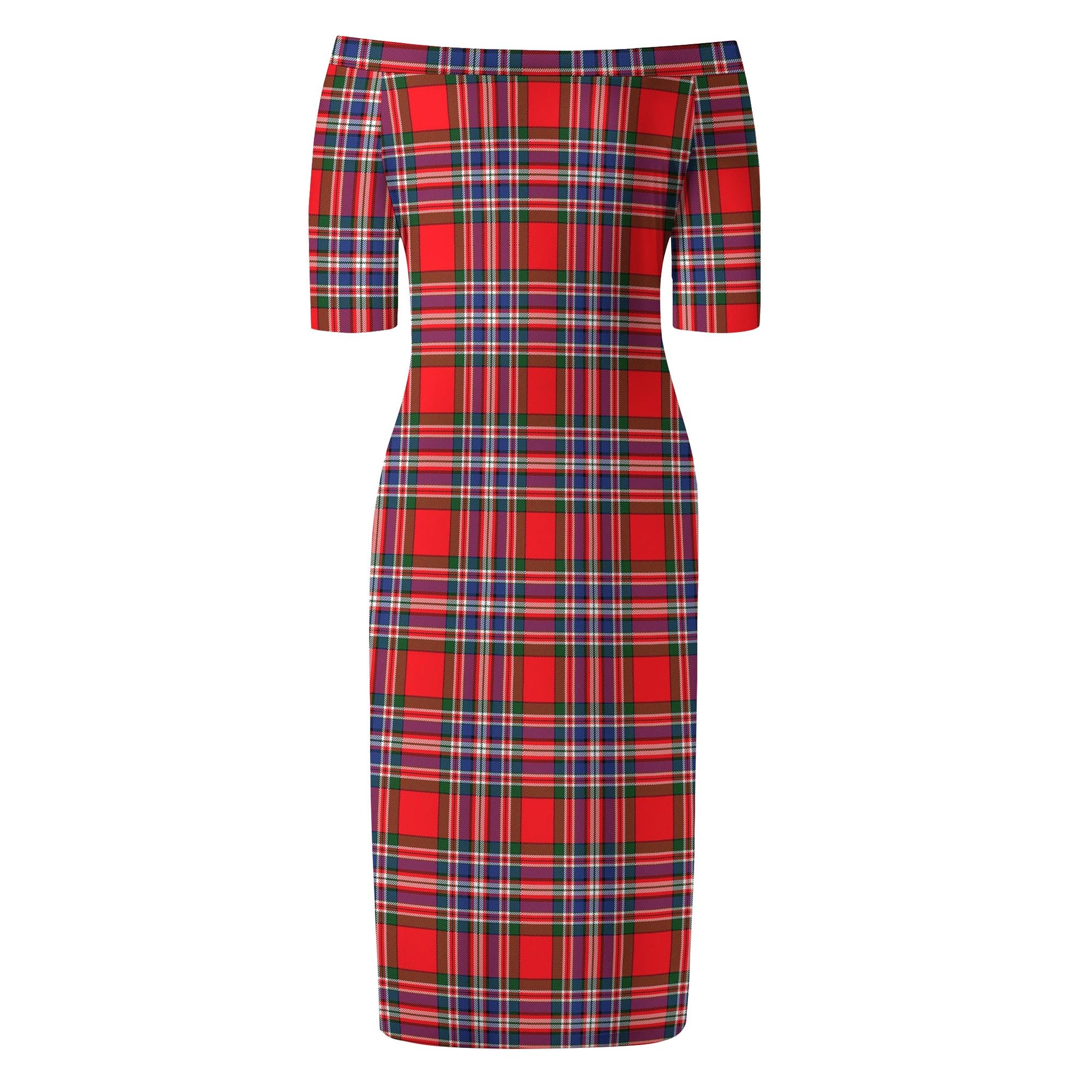 MacFarlane Modern Tartan Off Shoulder Lady Dress - Tartanvibesclothing