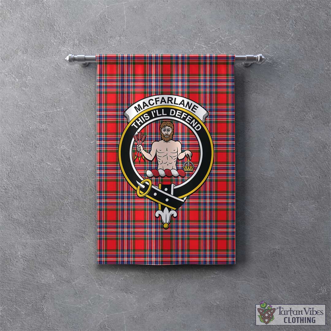 Tartan Vibes Clothing MacFarlane Modern Tartan Gonfalon, Tartan Banner with Family Crest