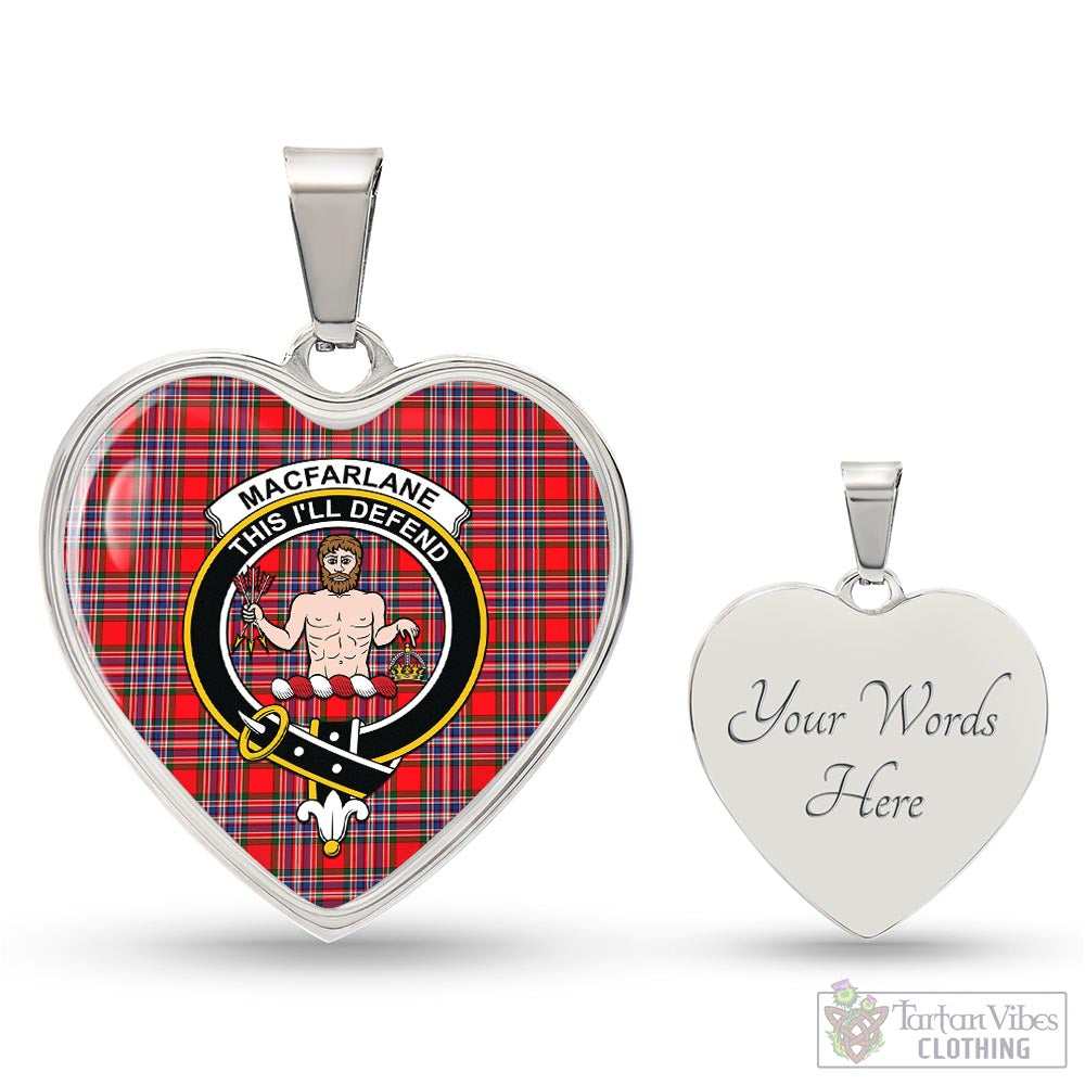 Tartan Vibes Clothing MacFarlane Modern Tartan Heart Necklace with Family Crest