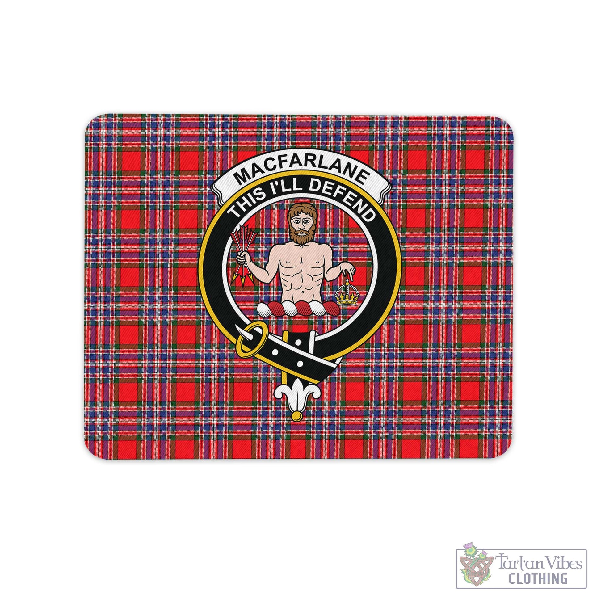 Tartan Vibes Clothing MacFarlane Modern Tartan Mouse Pad with Family Crest