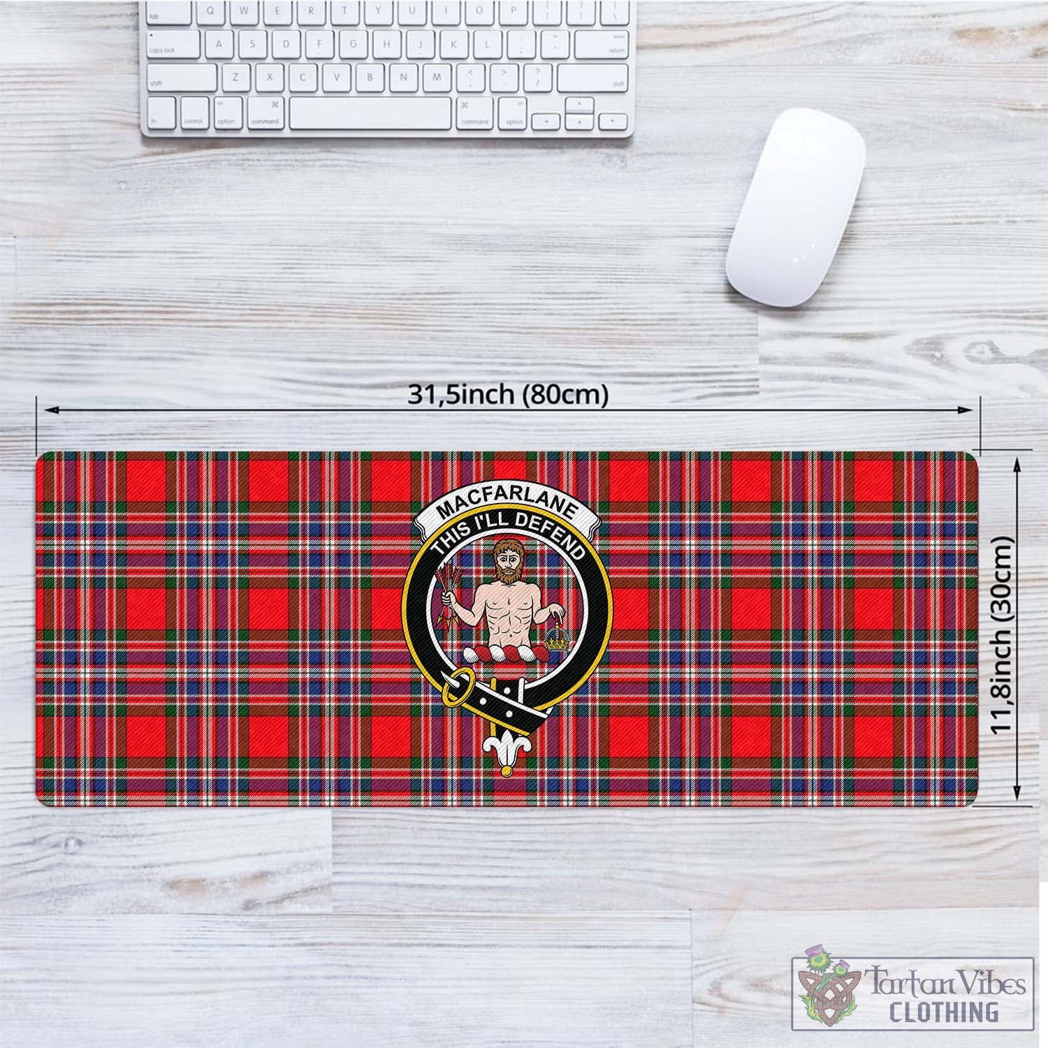 Tartan Vibes Clothing MacFarlane Modern Tartan Mouse Pad with Family Crest