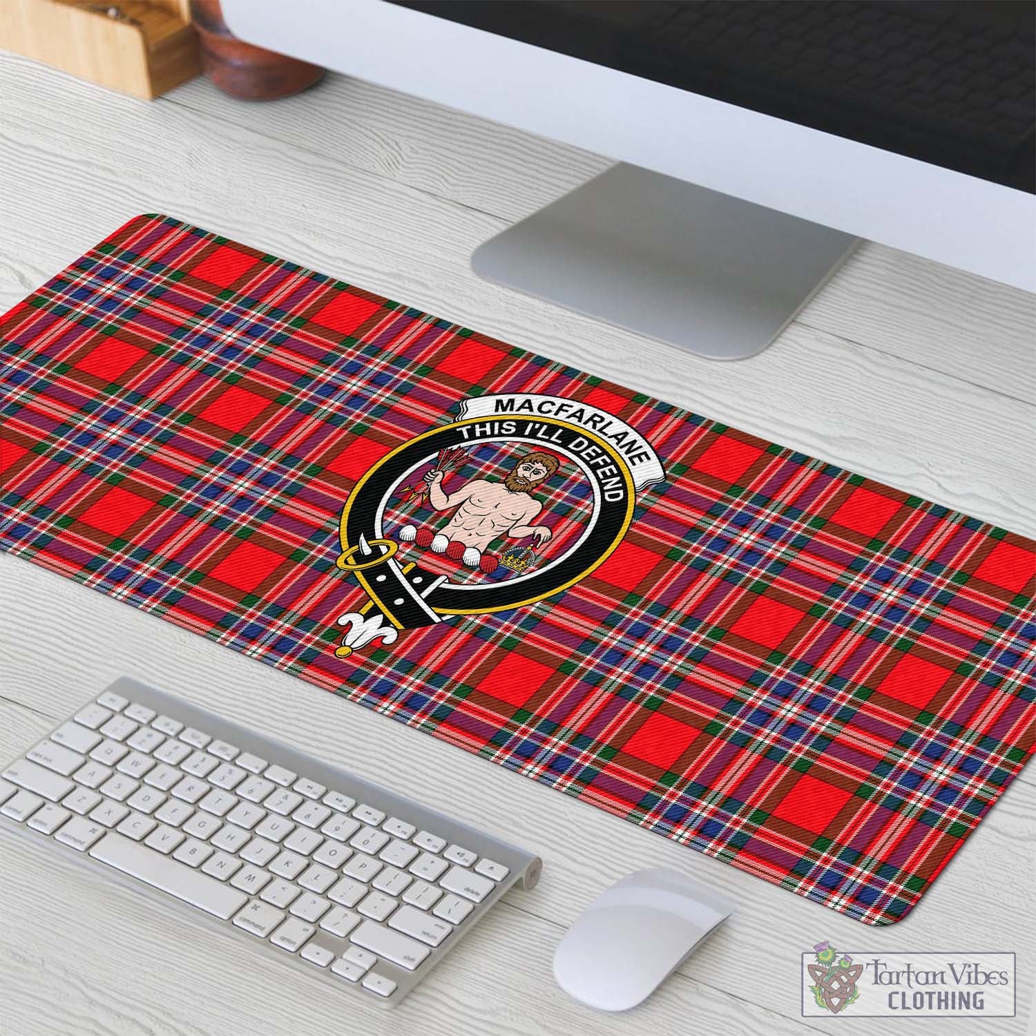 Tartan Vibes Clothing MacFarlane Modern Tartan Mouse Pad with Family Crest