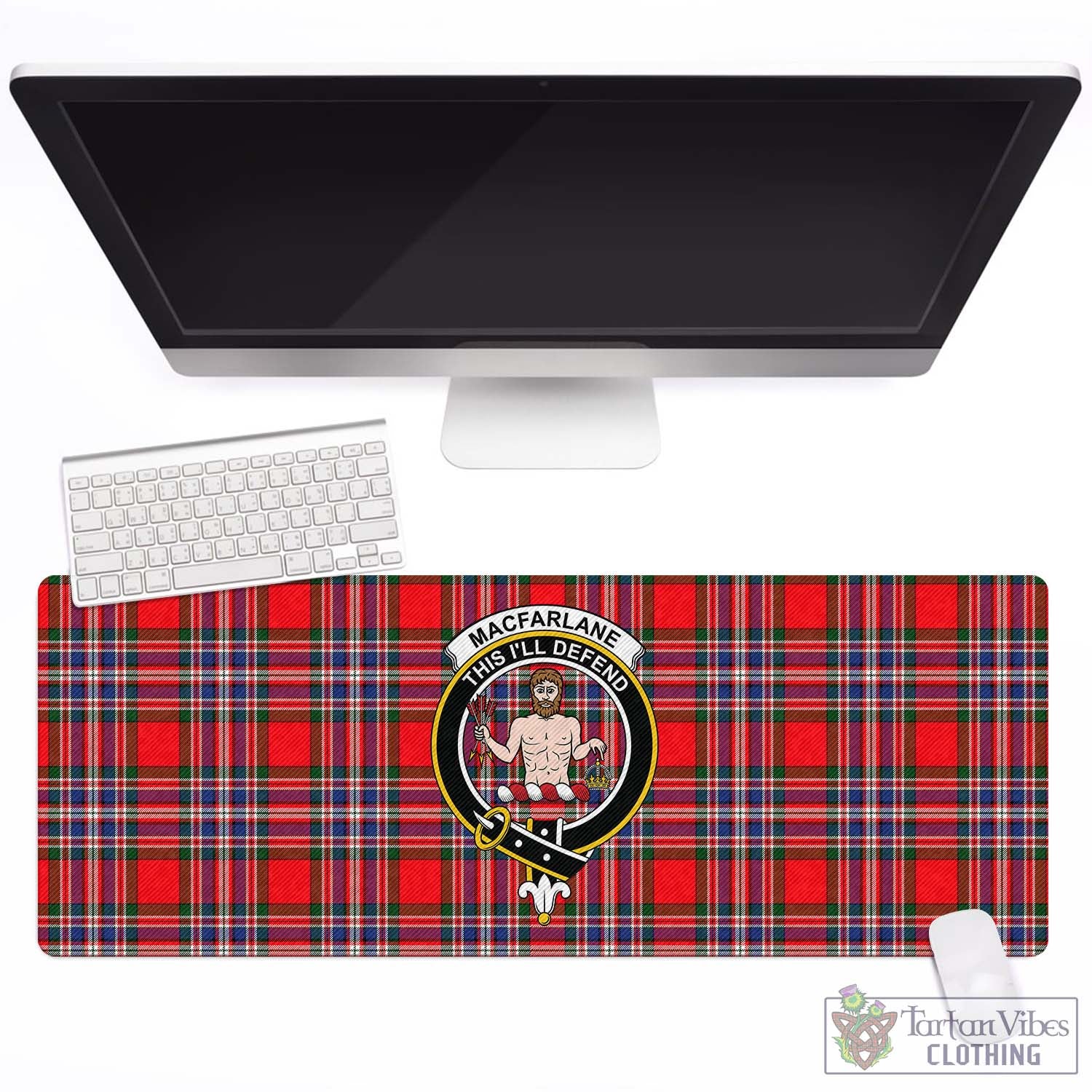 Tartan Vibes Clothing MacFarlane Modern Tartan Mouse Pad with Family Crest