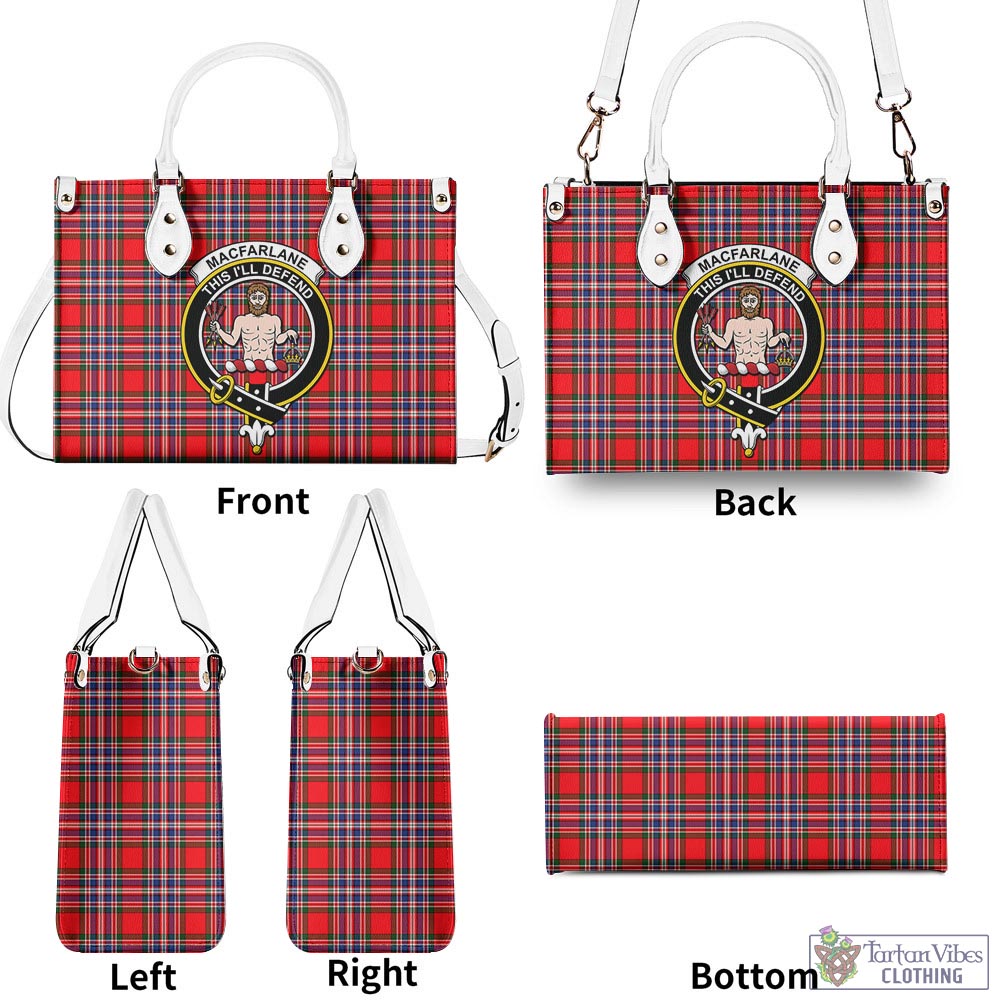 Tartan Vibes Clothing MacFarlane Modern Tartan Luxury Leather Handbags with Family Crest