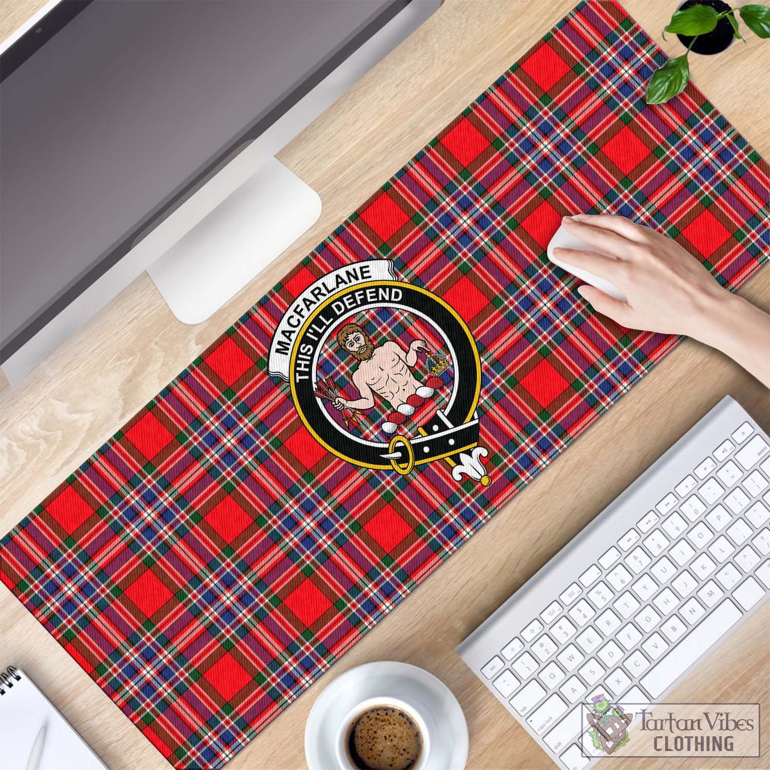 Tartan Vibes Clothing MacFarlane Modern Tartan Mouse Pad with Family Crest