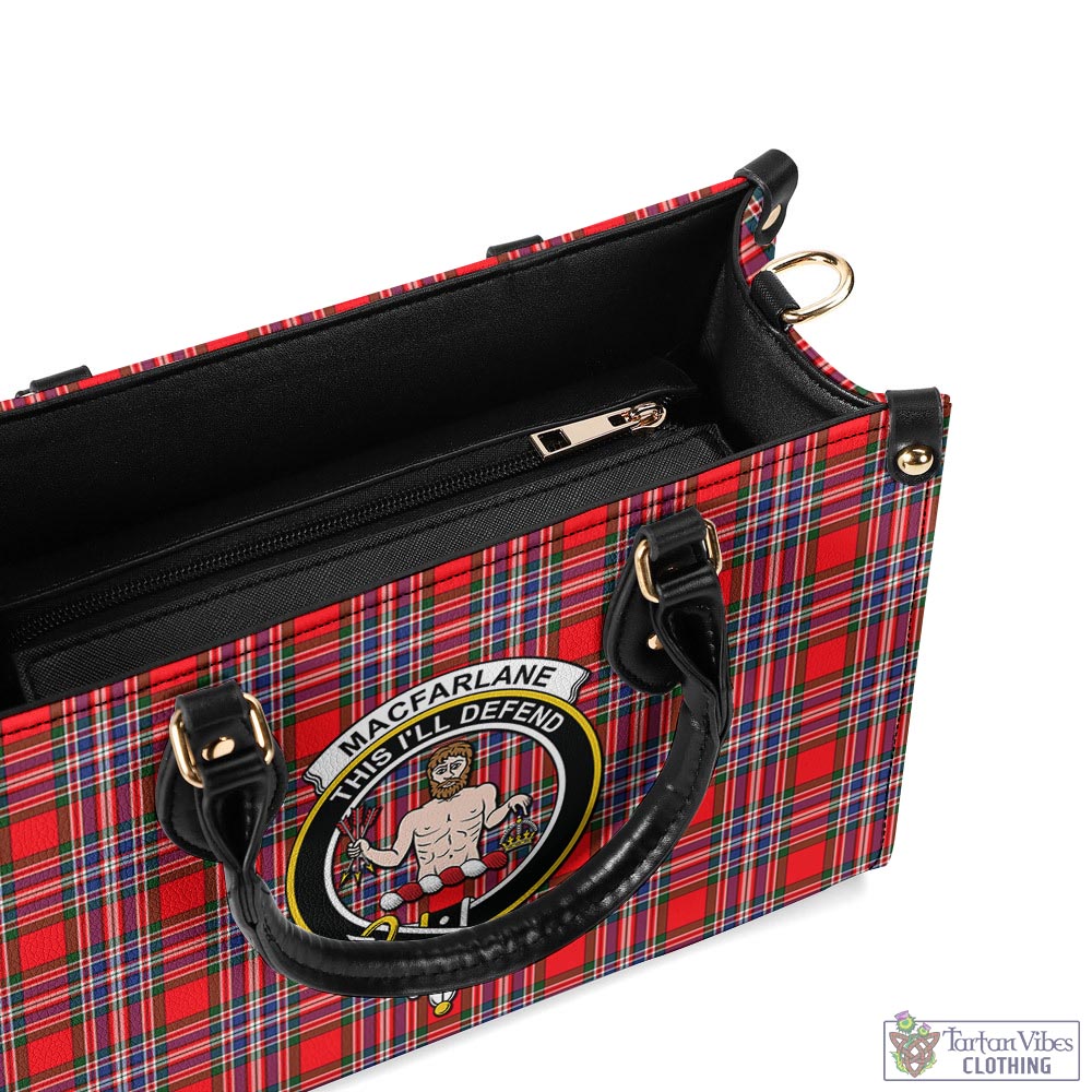 Tartan Vibes Clothing MacFarlane Modern Tartan Luxury Leather Handbags with Family Crest