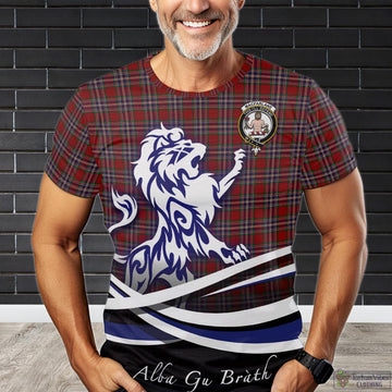 MacFarlane Red Tartan T-Shirt with Alba Gu Brath Regal Lion Emblem